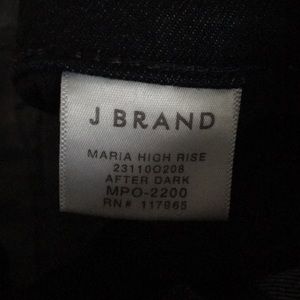 J Brand Maria Highrise Dark wash jeans.